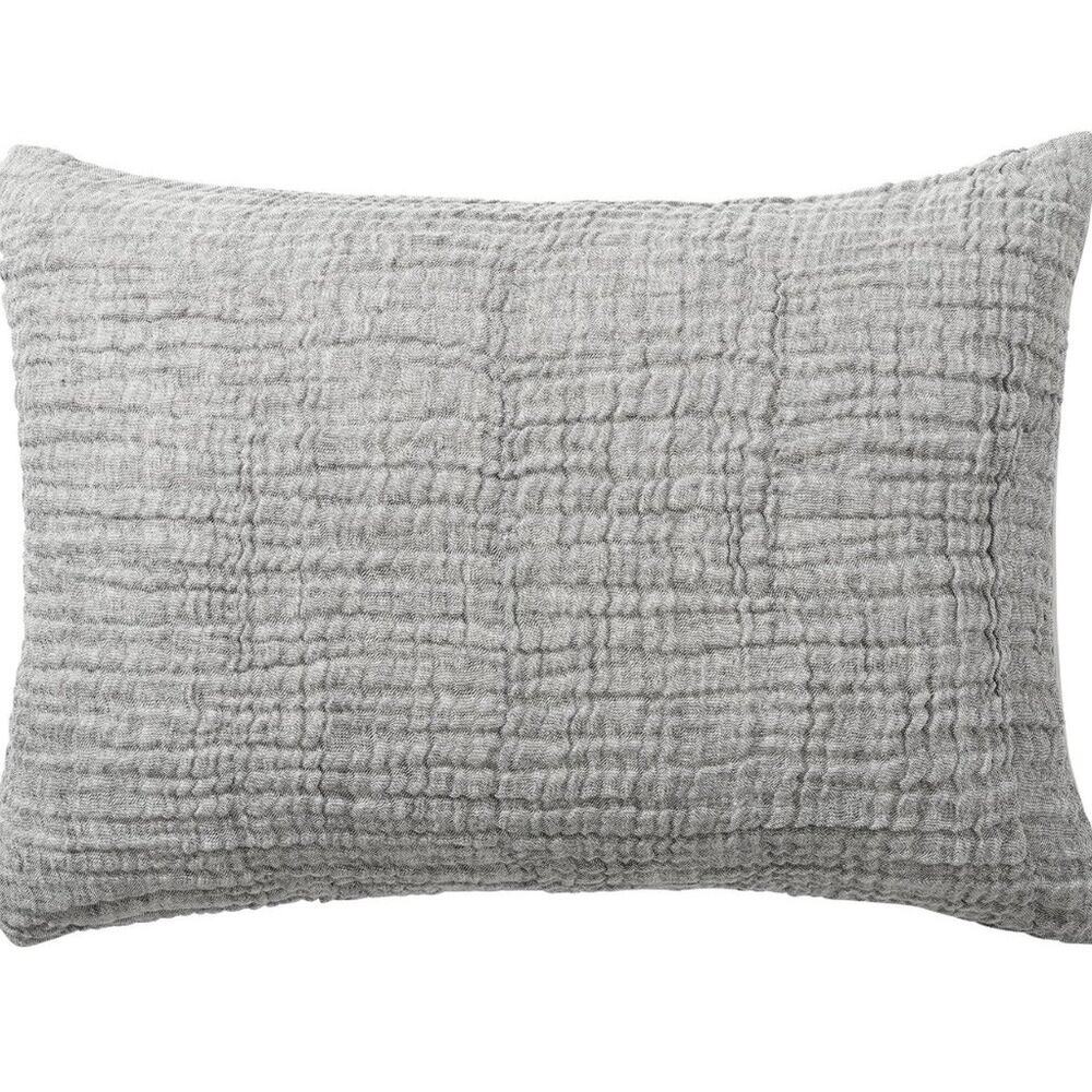 2 Pottery Barn Cloud King Sham Pillow Cover Gray Linen Cotton Blend 36 x 20 NWT